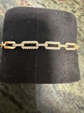 Goldoro Gold Filled Paperclip Link Bracelet w/ CZ Pave Links | Trendy Luxe State
